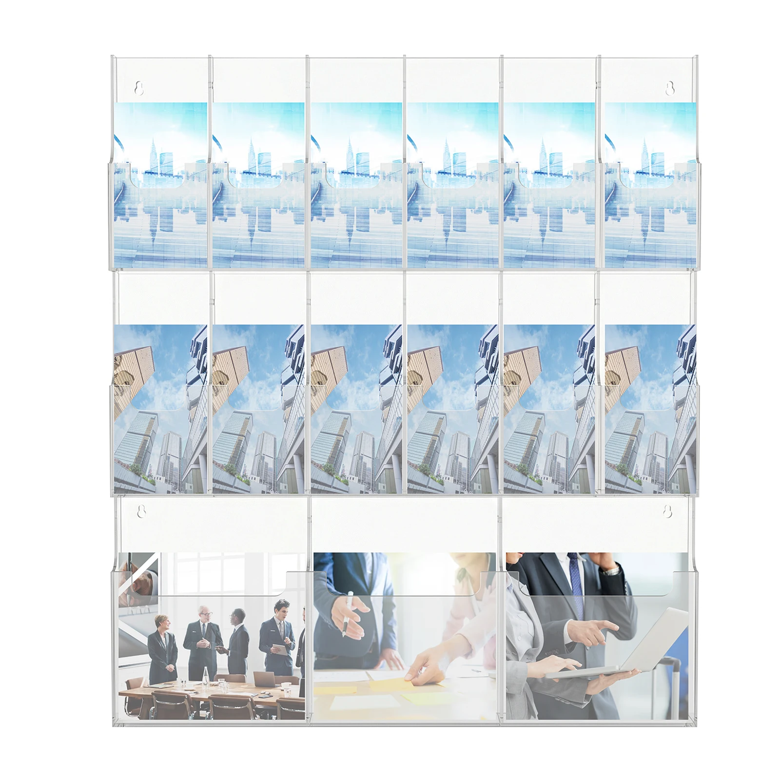 

Настенный держатель для визиток на 15 карманов, вертикальный, прозрачный, с наклейками, акриловая подставка для визиток для дома и офиса