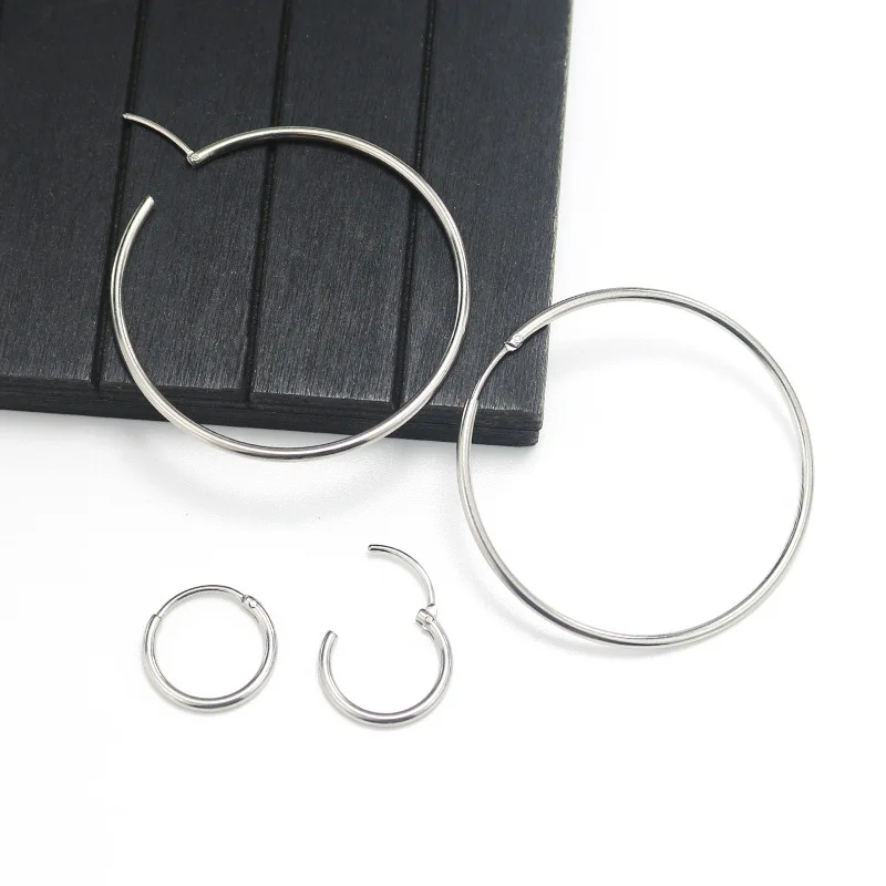 Simple Stainless Steel Thin Hoop Earrings For Women Titanium Big Small Circle Ear Ring Metal Earings Vintage Piercing Jewelry