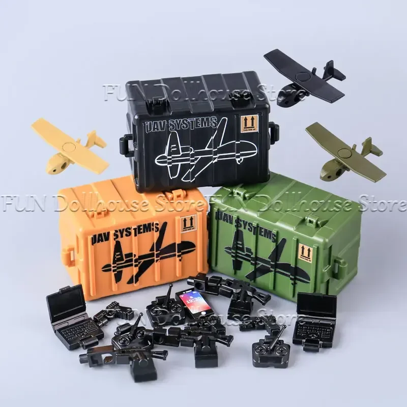 WW2 British Military Soldiers Figures Helmet 3D Printed Building Blocks Gas Mask Flamethrower Lighter Cigar Suitcase Bricks Toys view 3