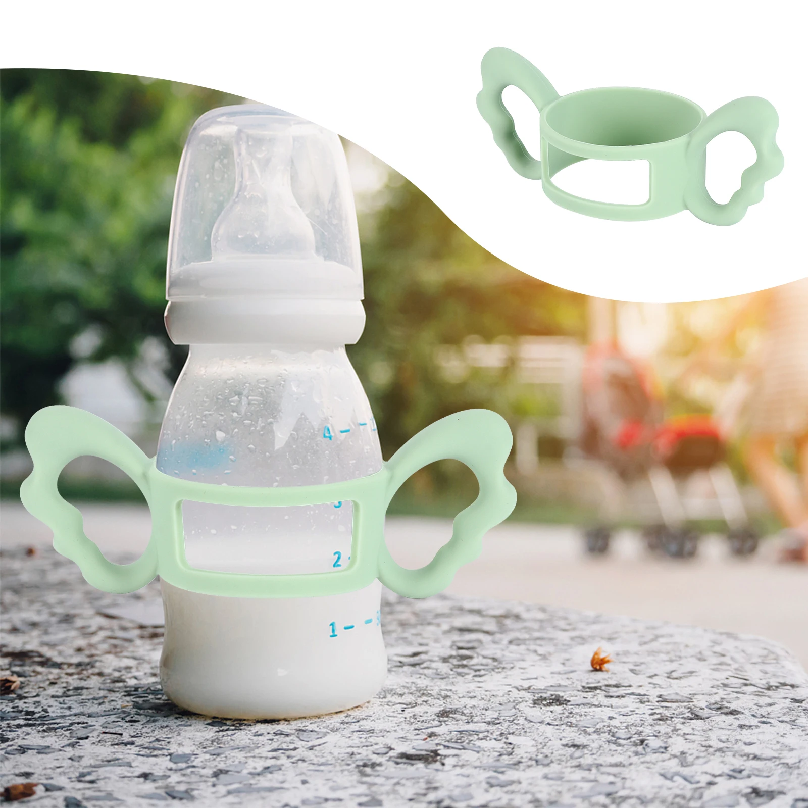 

1pc 6Cm Wide Mouth Silicone Bottle Grip Non-Slip Feeding Nursing Bottle Handle For Ultra Wide Bottles High Temp Resistant