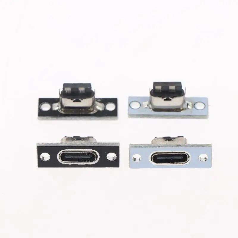 5/10Pcs 2-pin Female Connector Jacks Charging Port Forward And Reverse USB 3.1 Type C Sockets With Screw Mounting Plate