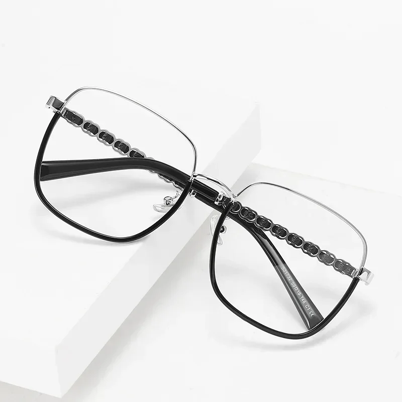 

Vintage Prescription Large Square Men's Glasses Frame New Fashion Metal High-quality Brand Design Decoration Women Eyeglass