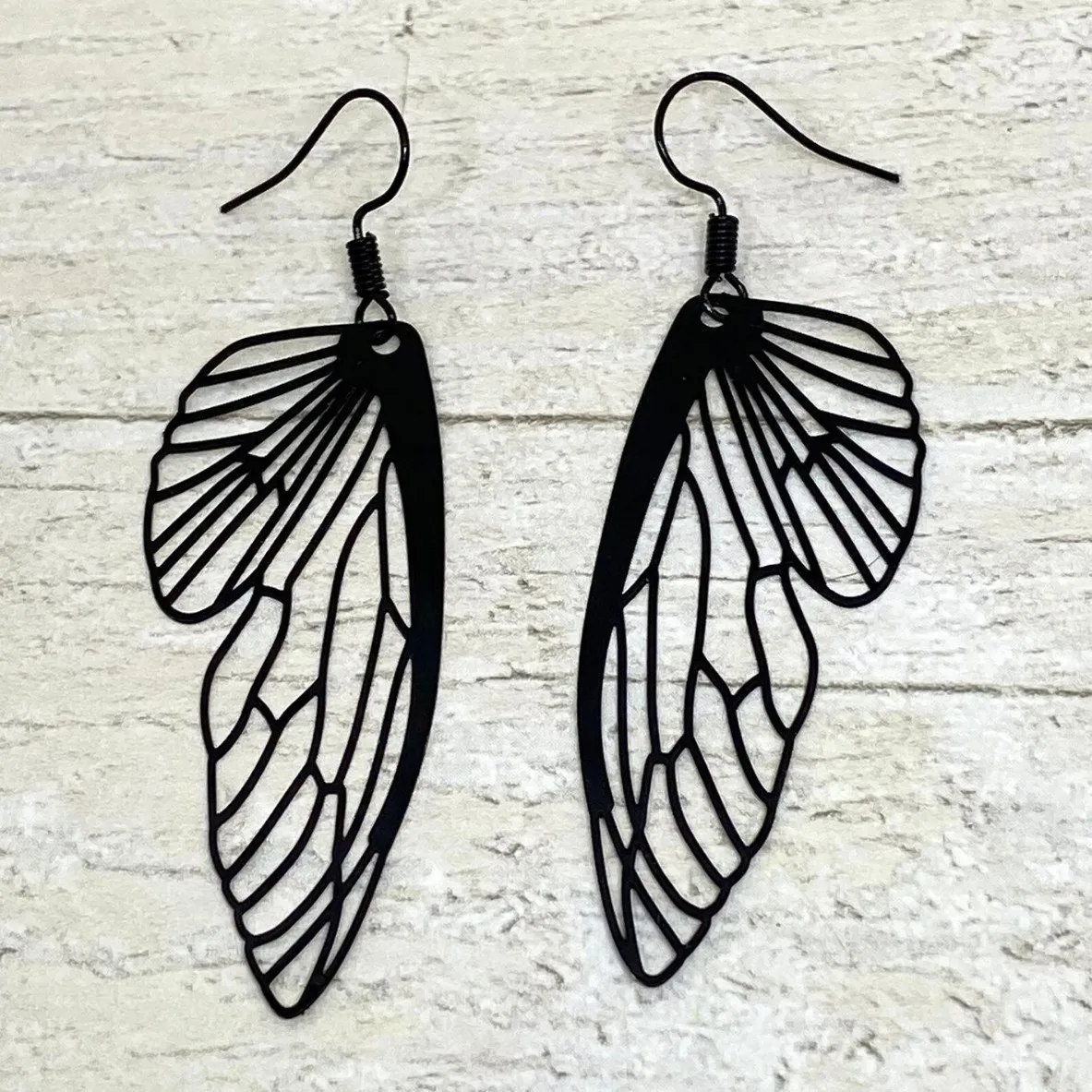 Elegant Fairy Wings Ear Hooks Creative Magic Black Butterfly Wing Hollowed Dragonfly Wing Earrings Jewelry Accessory Gifts
