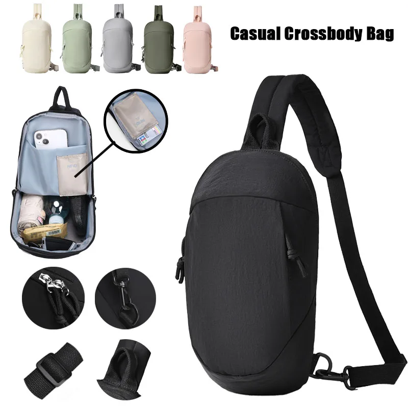 Large-Capacity Unisex Casual Chest Bag Anti-Skimming RFID Men's Shoulder Bag Lightweight Nylon Women's Crossbody Bag