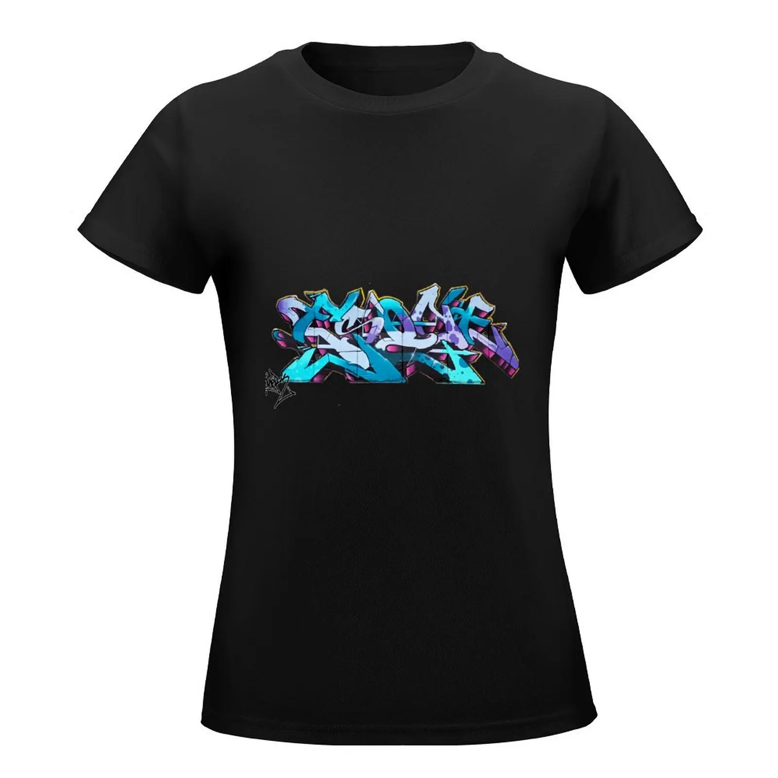 PURPLE ESONE URBAN GRAFFITI STREET STYLE T-Shirt summer top female hippie clothes summer tops Woman T-shirts