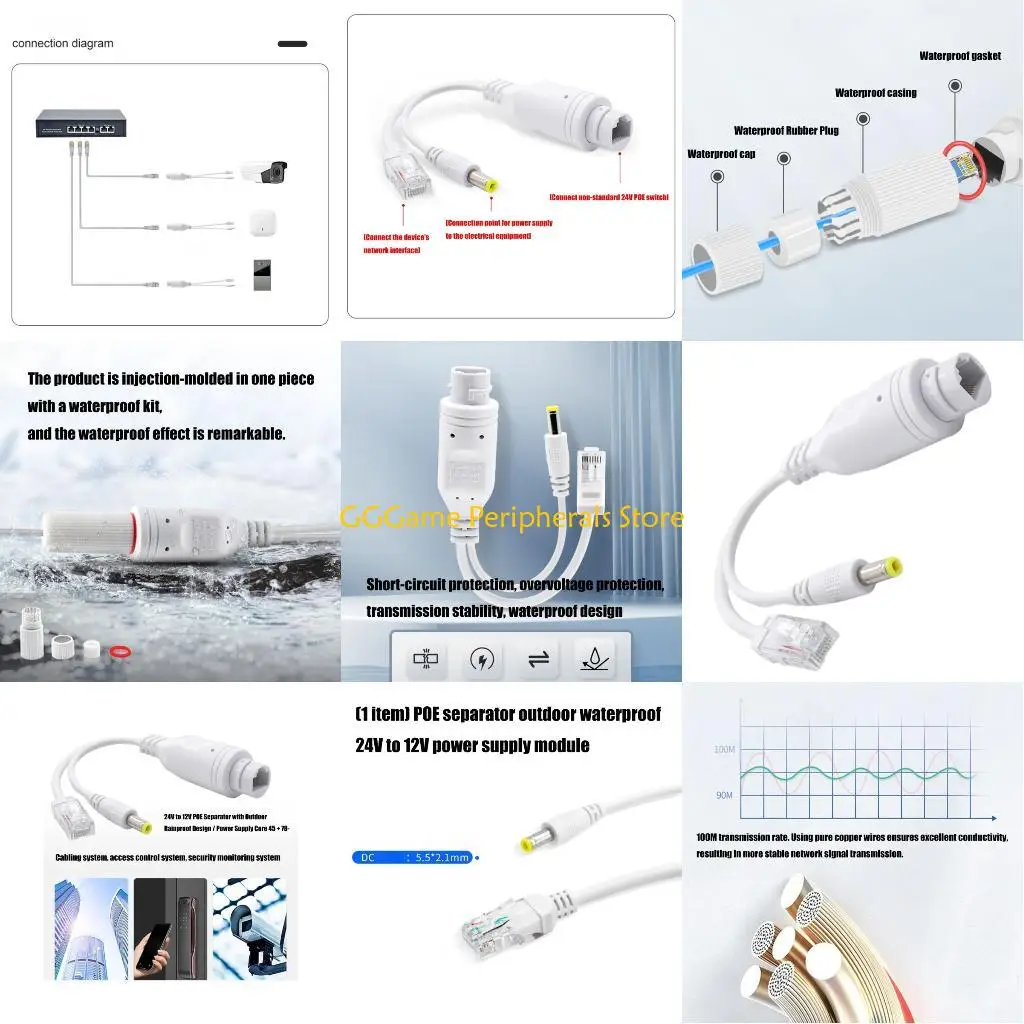 

U55B Durability Waterproof POE Splitter 24V To 12V Power Supply Module 10/100Mbps