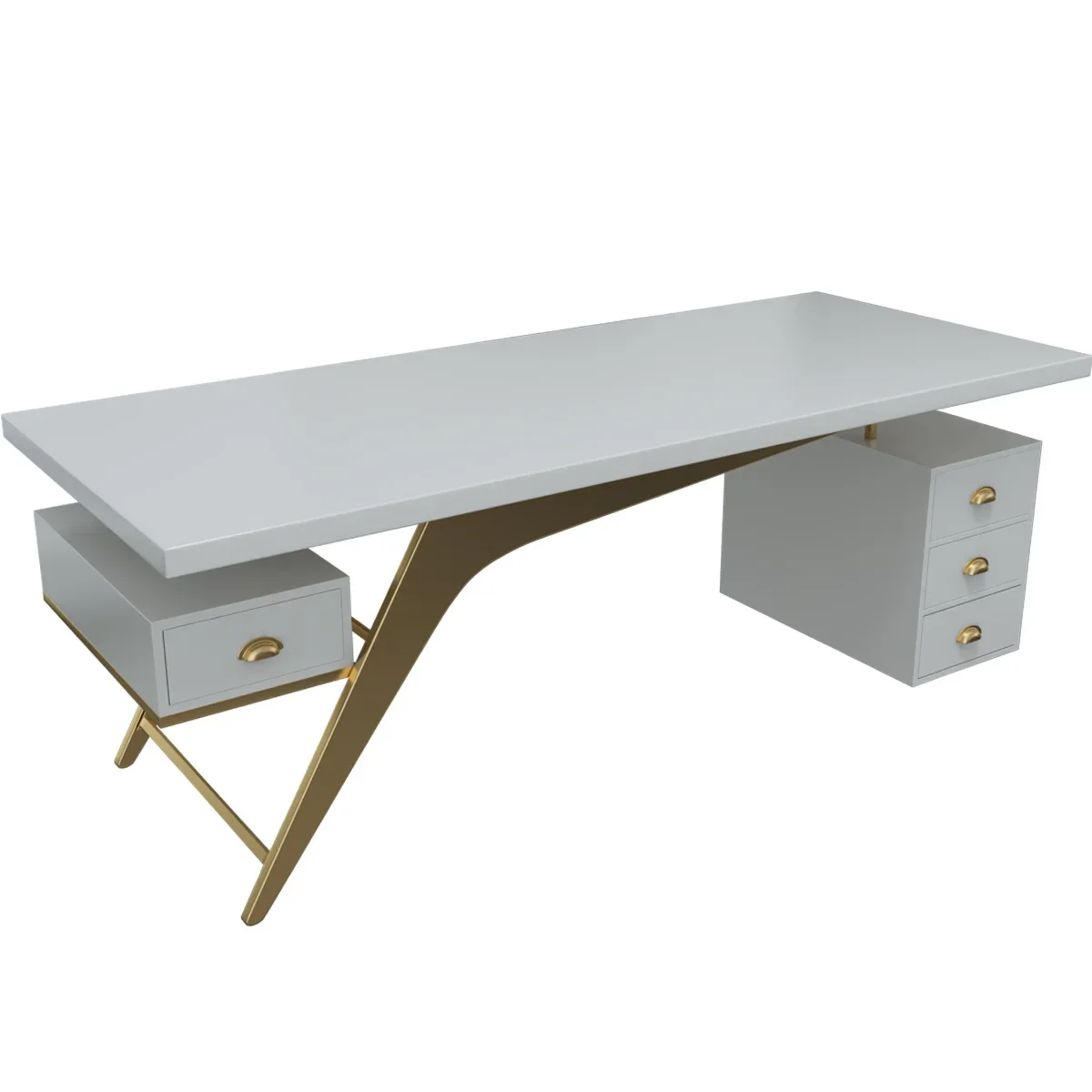 

Nordic wrought iron solid wood desk with bedroom cream style desk