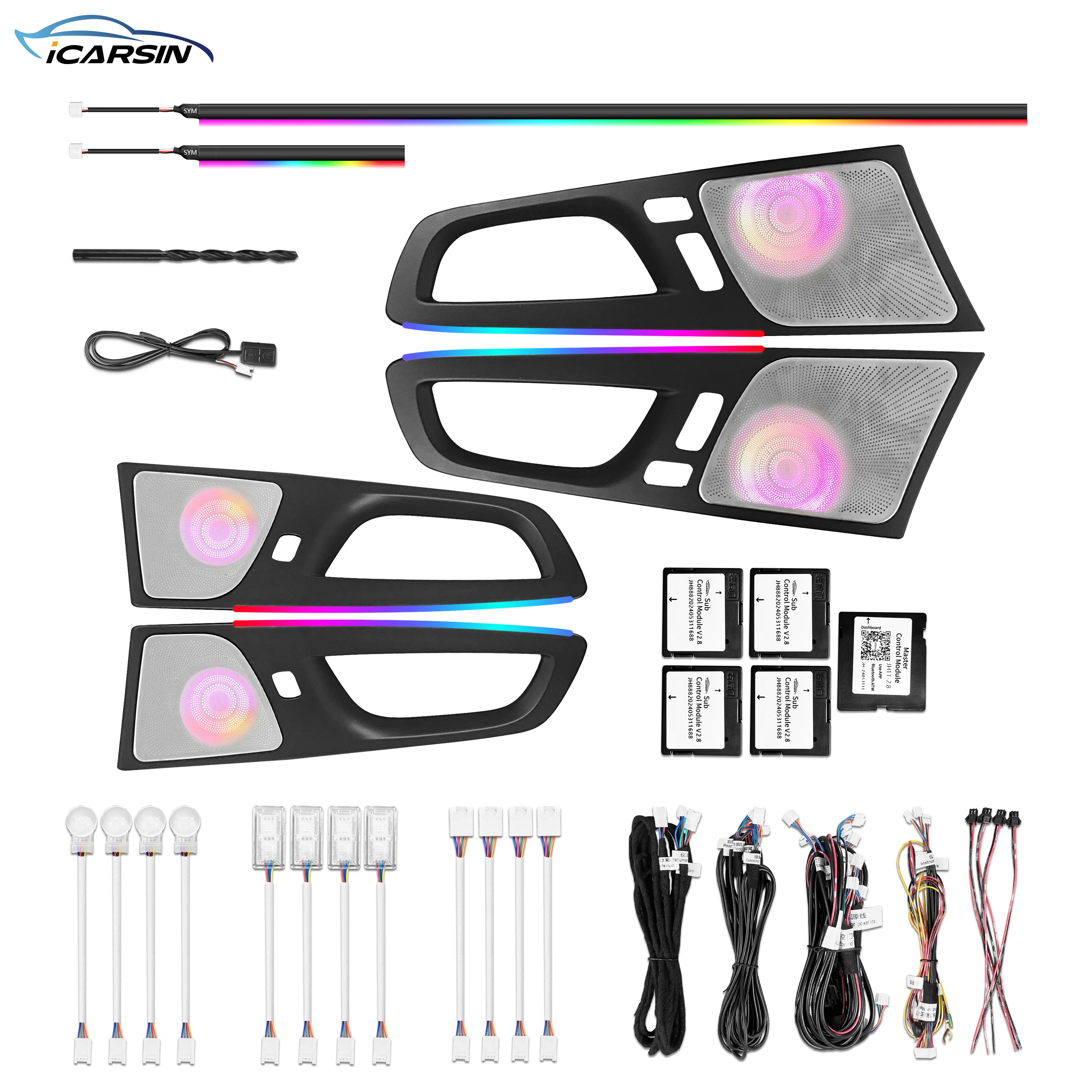 ICarsin For Volvo 2018-2025 XC60 Ambient Light Dynamic Colorful Panel Speaker Decor Car Interior LED Light Strip Upgrade Kit