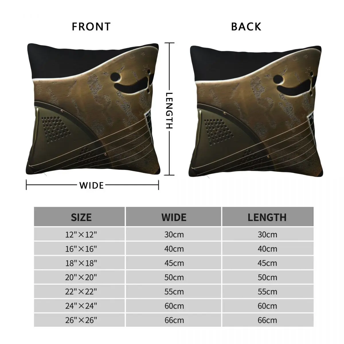 Guitar Icon Resonator Square Pillowcase Polyester Linen Velvet Printed Zip Decor Throw Pillow Case Home Cushion Cover 45x45