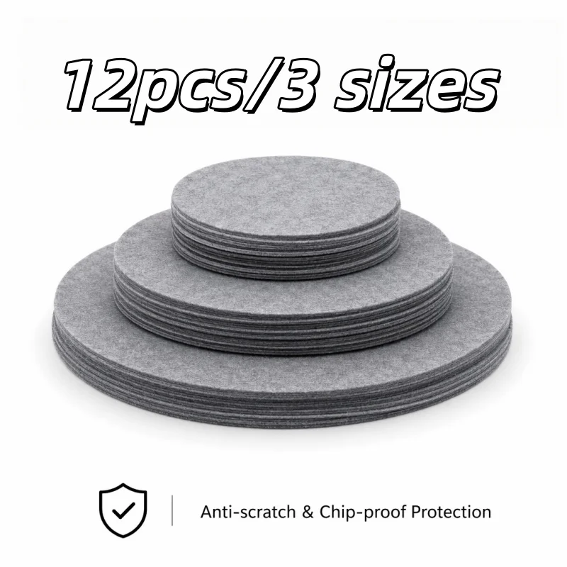 12pcs felt tableware heat insulation mat set | Non-slip, scratch-resistant, heat-insulating, double-sided, and easy to store.
