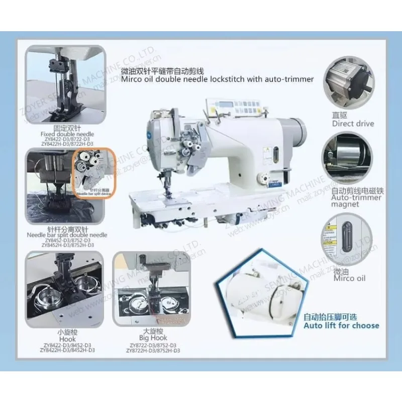 ZOYER ZY8720 / 8750 Double Needle Big Hook High Speed Lockstitch