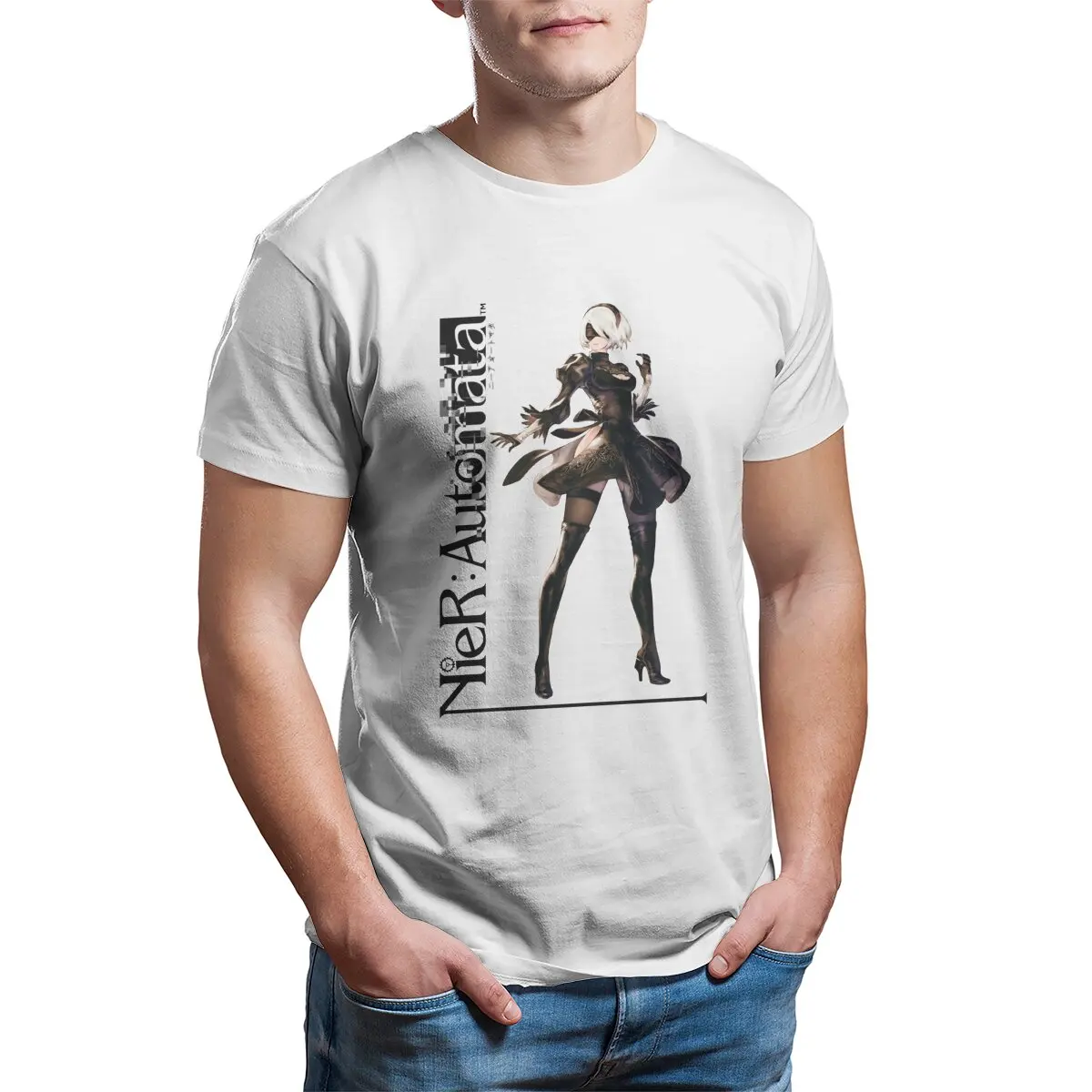 

Nier Automata 2B anime t-shirt Original japan video game Big size Printed t-shirt japan video game hentai waifu plus size