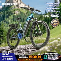 KIMDYMA K02 48V 20AH Electric Bicycle Bike for Adults 27.5 Inch Tire Ebike with Torque Sensor & Hydraulic Brakes 160KM Range