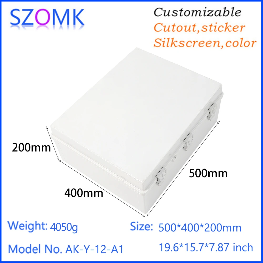 

500x400x200mm With Mounting Plate Power Distribution Box ABS Ip67 Waterproof Electrical Box Hinged Plastic Enclosure