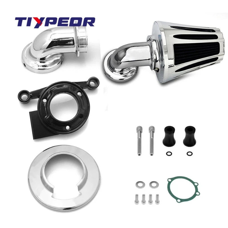TIYPEOR Chrome Mushroom High Flow Air Filter Motorcycle Air Cleaner Fit For Harley 883 1200 Softail Dyna Street Bob Street