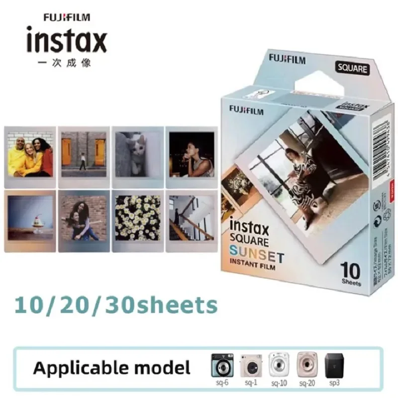 Fujifilm Instax SQUARE Film Sunset/Branco/Arco-íris/B&W Borda Papel fotográfico para Fuji Instax SQ6 SQ10 SQ20 SP-3 Câmera instantânea híbrida