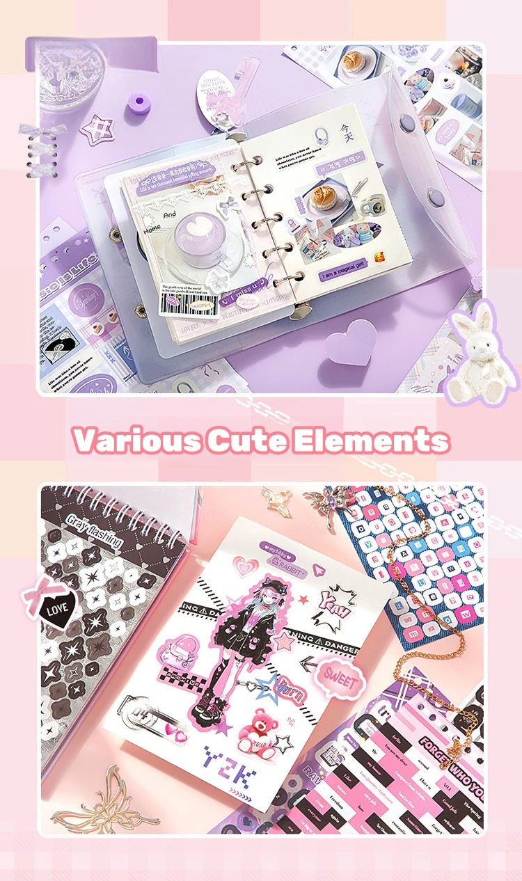 32-Page Element Sticker Book- Ultimate Korean Cute Sticker Collection for KPOP Toploader Deco, Planner Decor, Journaling & More
