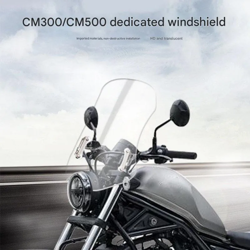For Honda CM300/CM500 Motorcycle Windshield Windscreen, Front Wind Deflector For Motorbike Taller shield, less wind pressure