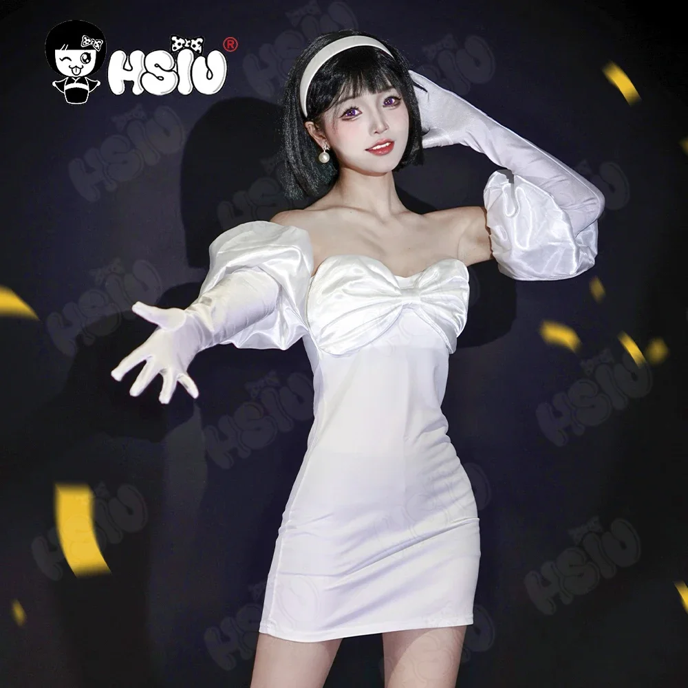 

2025 new White dress Full short black hair Sua cosplay Clothing Wig Sua Cosplay Clothing Wig Anime alien stage cosplay Costume