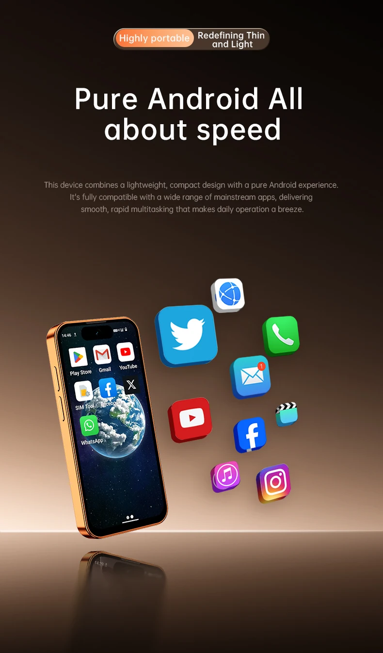 SOYES XS19 Pro Mini Smartphone Android 12 LTE 4G 3.88'' 4GB RAM 64GB ROM Dual SIM 2000mAh Face Unlock Small Mobile Phone