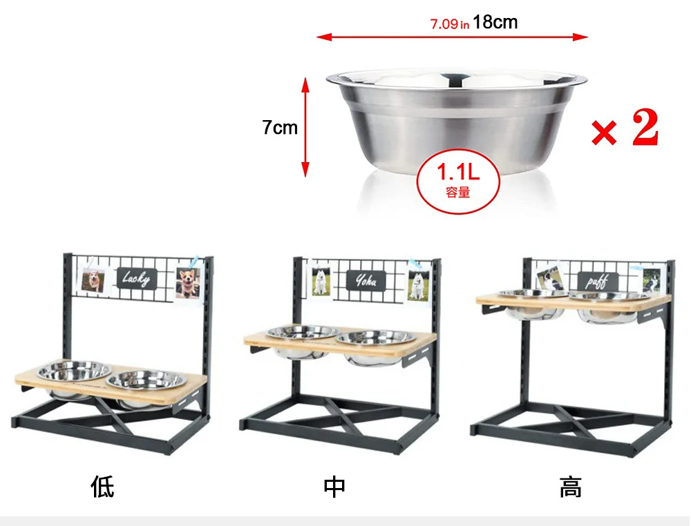 Elevated Dog Bowls Raised Pet Bowl with 2 Stainless Steel Bowls Pet Feeder Dog Food Bowls for Cats Puppy Small Medium Large Dogs