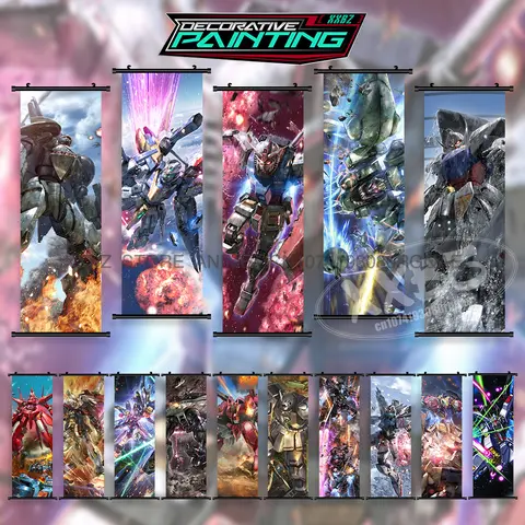 Anime Gundam Scrolls Picture Mobile Suit Freedom Hanging Painting Destiny Poster Pulse Wall Art Justice Home Decor ZAKU For Fans