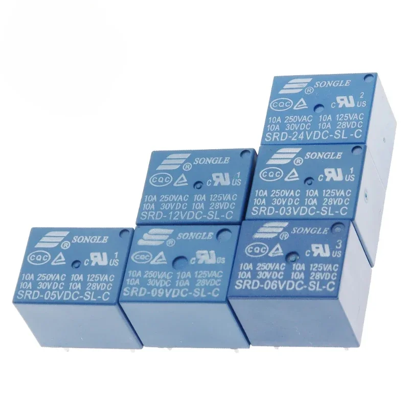 100PCS Relay SRD-05VDC-SL-C SRD-24VDC-SL-C SRD-12VDC-SL-C SRD-12VDC-SL-A 3V 5V 12V 24V 48V 10A 250VAC 5PIN 4PIN Relays Relais