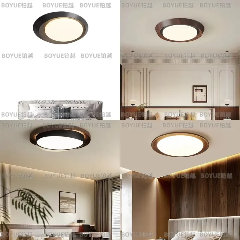 for Medium Ancient Style Retro Walnut Pattern Ceiling Light Simple Modern Full Spectrum Eye Protection Bedroom Study Lamp