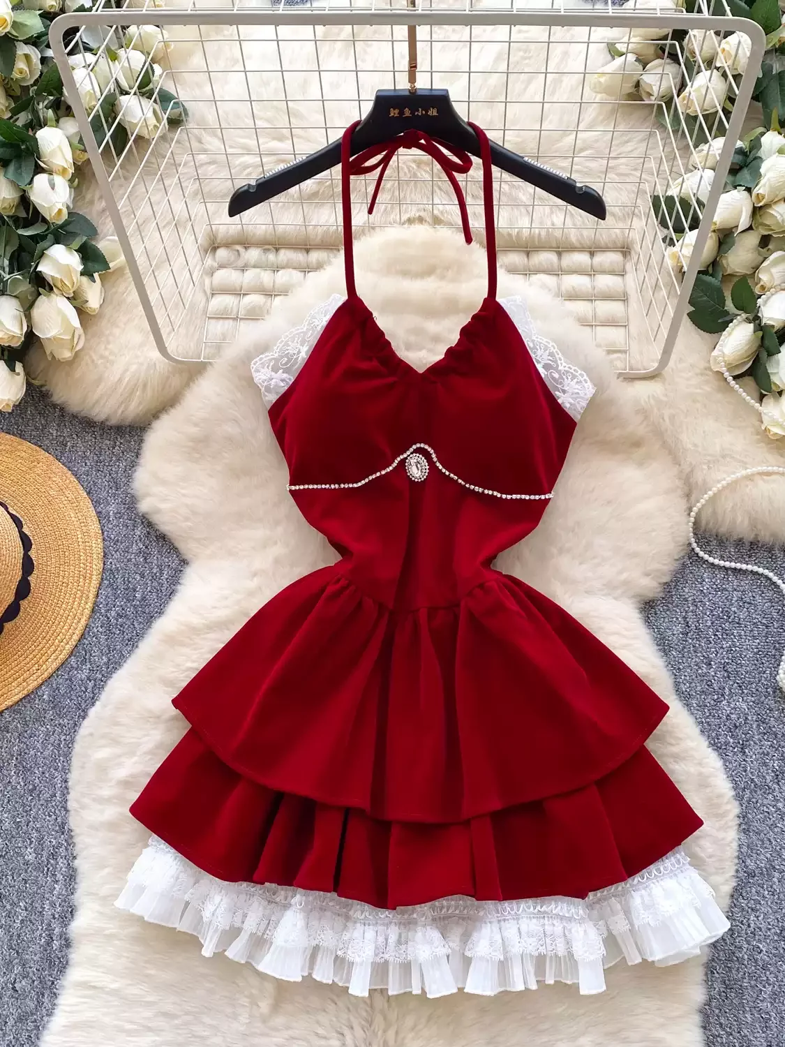 Franse elegante zoete feestjurk dames slanke pailletten boog cami mouwloze hoge taille een lijn mini-jurk verjaardagsfeestje chique outfit