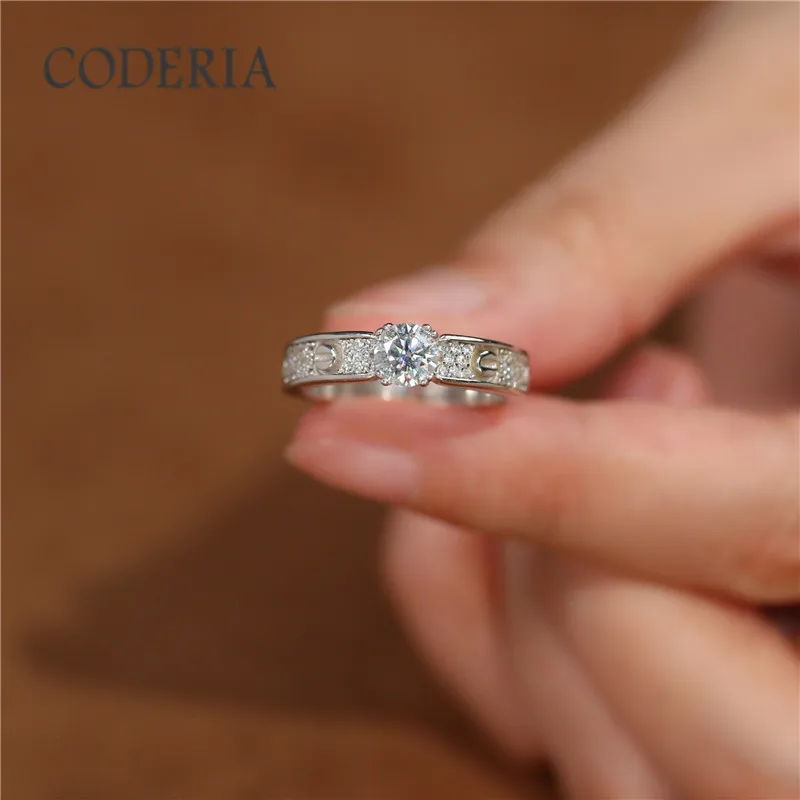 Coderia Star 0.5 Carat Moissanite Ring 925 Sterling Silver Women's Birthday Gift Pass Diamond Test GRA Moissanite Jewelry