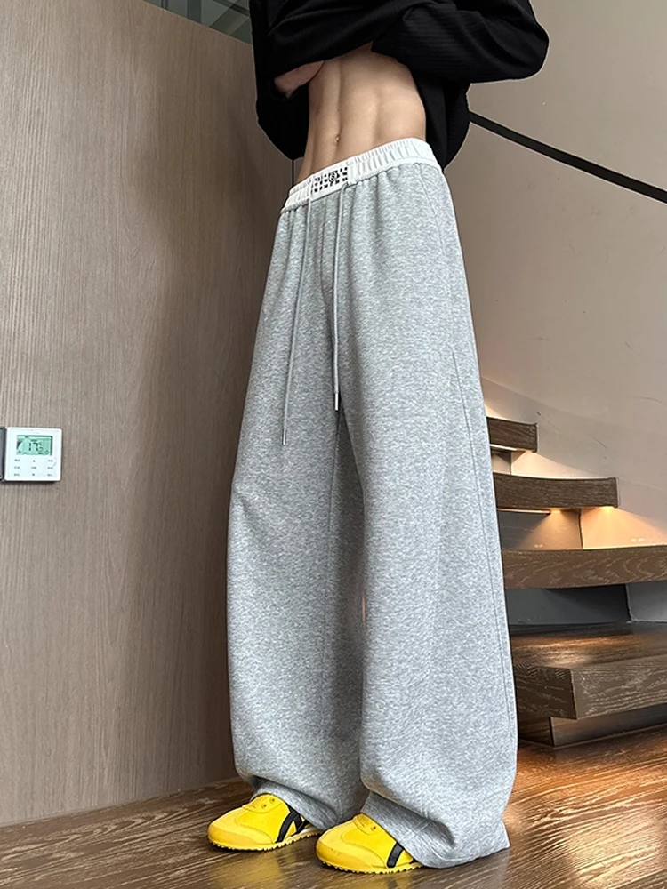 

ay Wide Leg Men's Sweatpants Autumn Trendy Waist Patchwork High-End Feelings American Cleanfit Casual Pants Knife