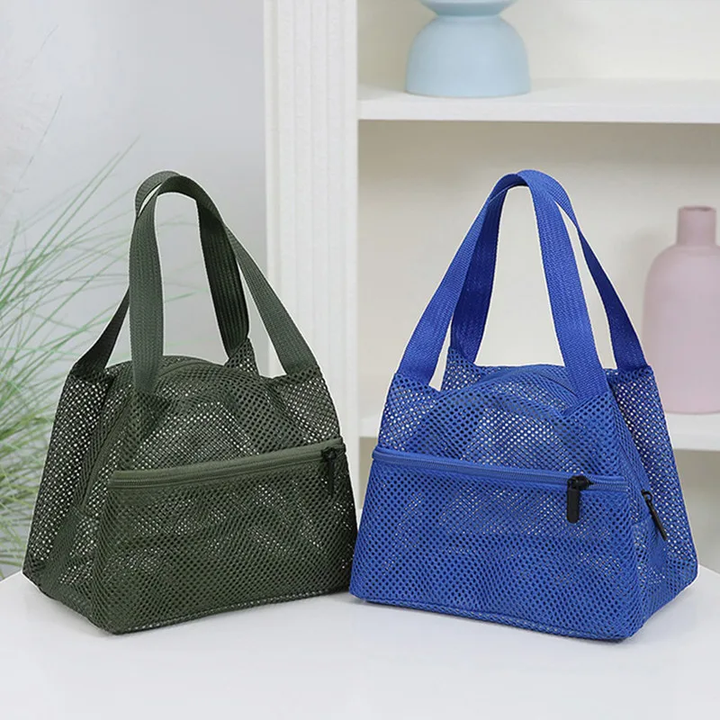 

Large Capacity Mesh Beach Bag Travel Storage Cosmetic Pouch with handle Portable Beach Bag Toiletry Makeup Bag Cosmetic Bags