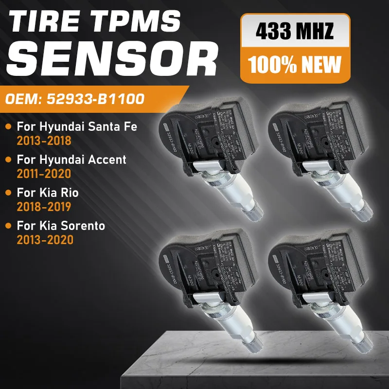 

1/4PCS Tire Pressure Sensor For Hyundai Santa Fe 2013-2018 Hyundai Accent 2011-2020 TPMS Kia Rio 2018-2019 Kia Sorento 2013-2020