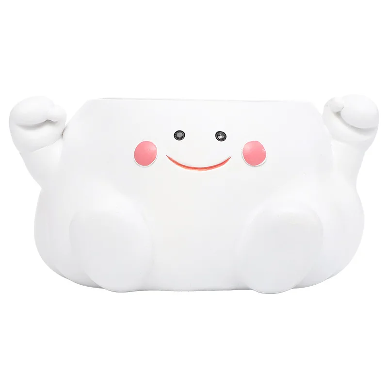 Cartoon Chibi Cloud Resin Succulent Container White Flower Pot Garden Courtyard Balcony Horticulture Vase Home Decor Ornament
