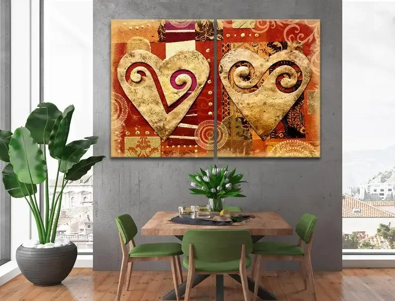 Romantic Love Hearts Print Wall Decor Canvas Art