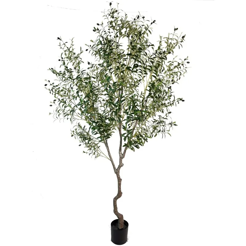 Artificial Tree Faux Olive Tree 8ft(92in,3200leaves) Tall Fake Olive Plant in Pot Fake Silk Tree Faux Plants Indoor