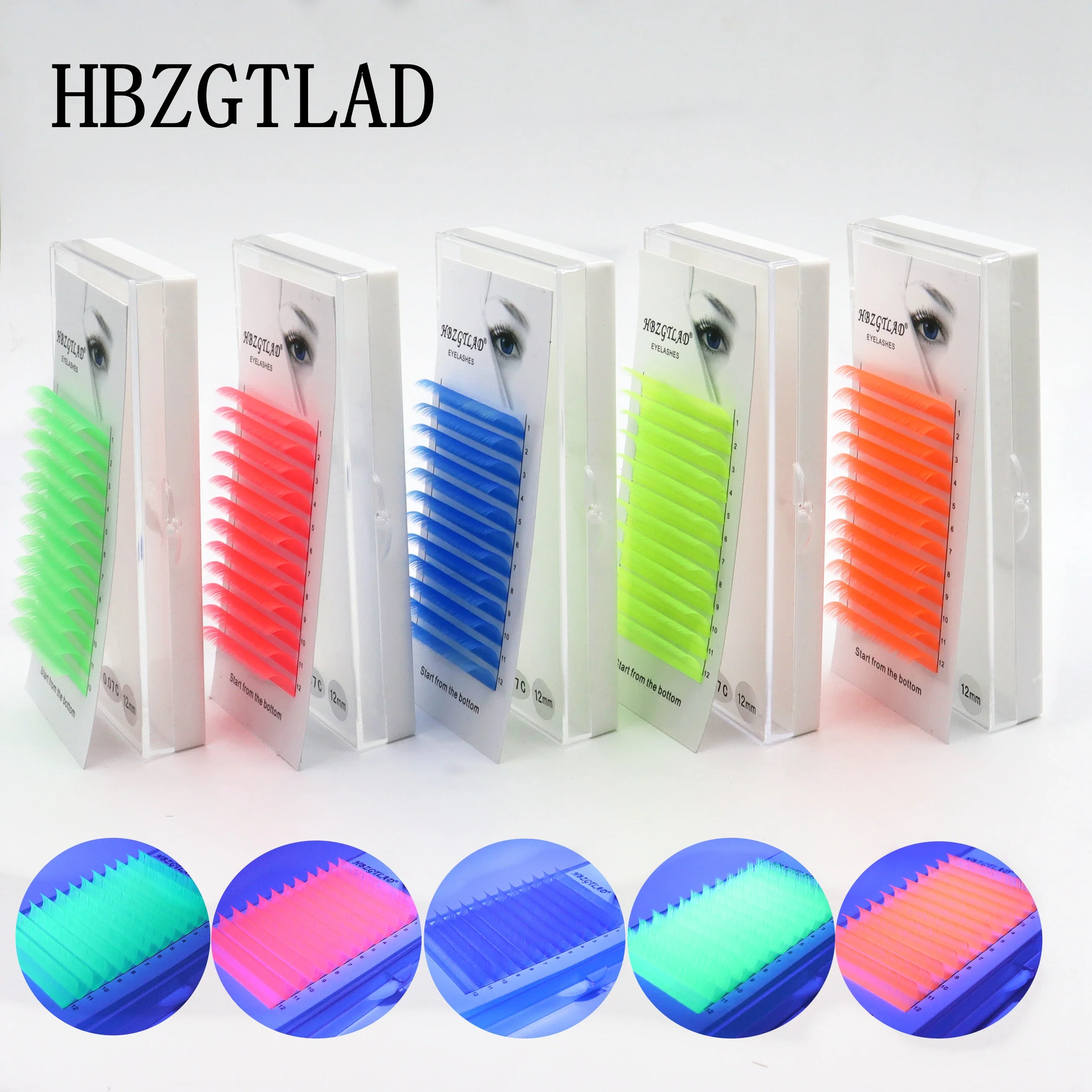 Sztuczne rzęsy neonowe UV świecące pod światłem UV fluorescencyjne jaskrawe kolorowe luzem klasyczne pojedyncze świecące rzęsy narzędzie do przedłużania rzęs