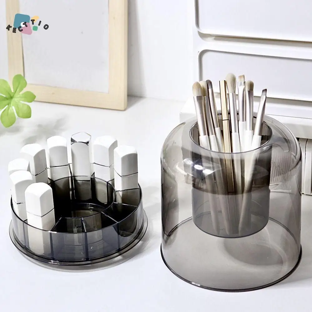

Transparent Cosmetics Rotary Storage Box Rotatable Large Capacity Lipstick Compartment Organizer Plastic Makeup Storage Rack