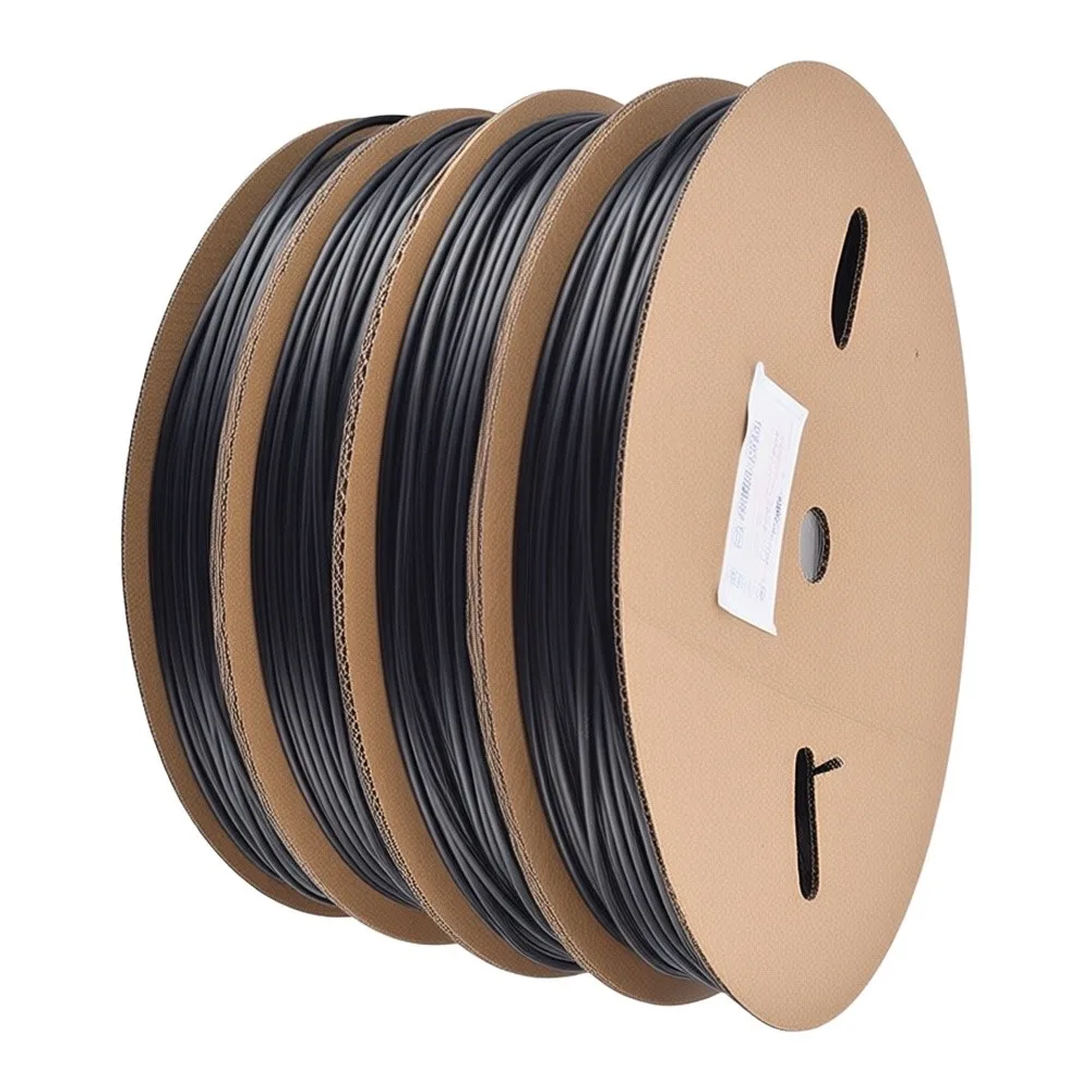 200 Meter Black Heat Shrink Tubing Roll 2:1 Shrinkage for pe Material for wire End Insulation Cable Protection 1.5-4mm Diameters