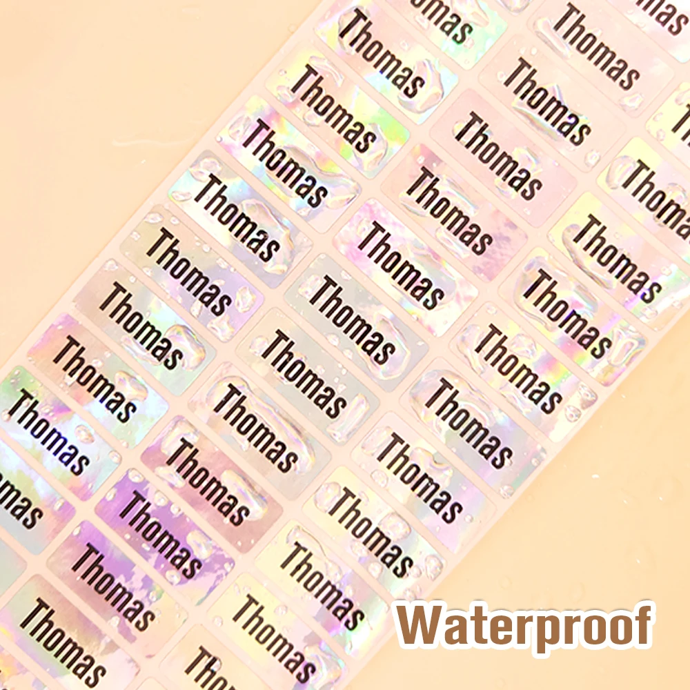 200Pcs Custom Waterproof Hebrew Name Stickers Personalized Children Hologram Label  Sticker With Students School Stationery Tag