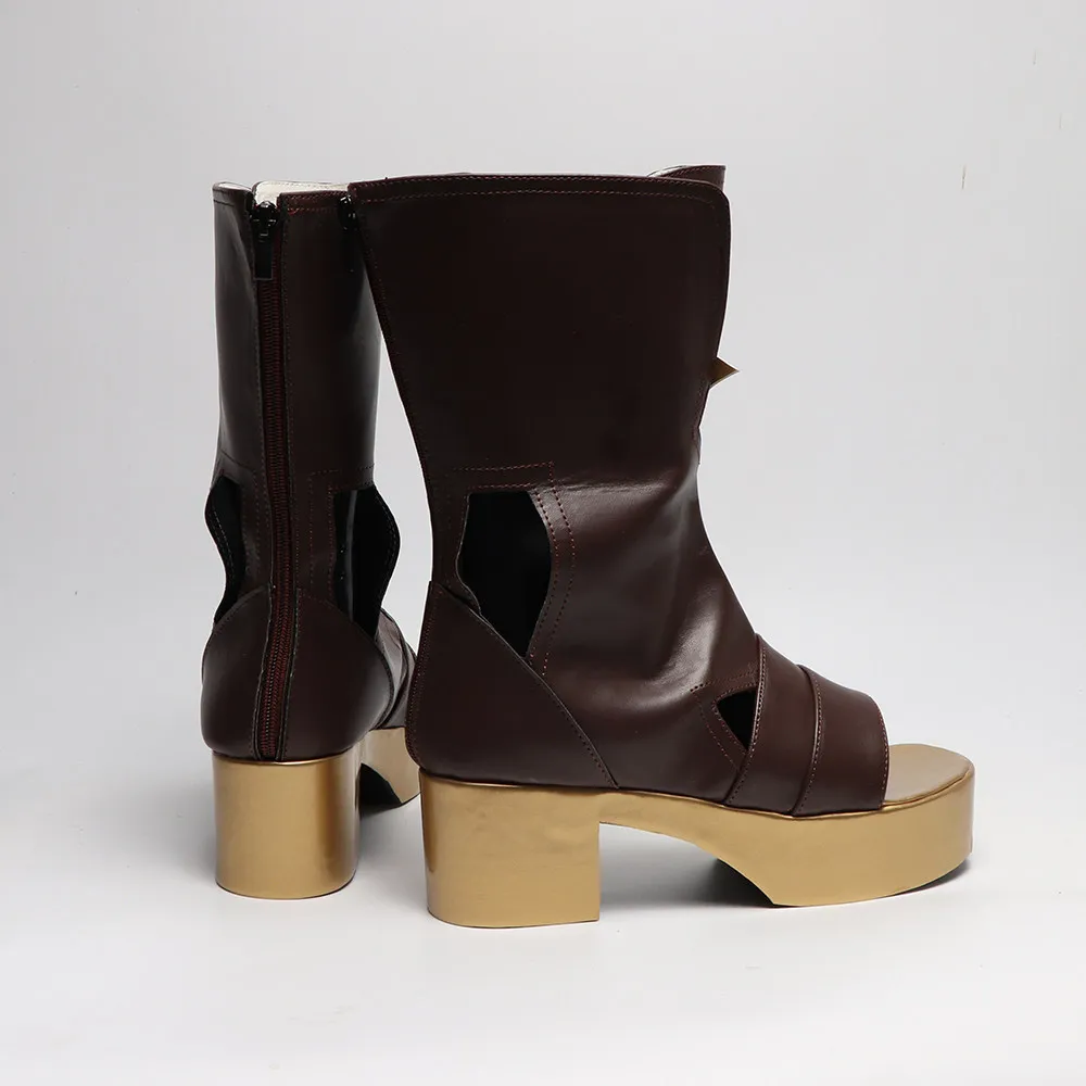 Anime Atelier Ryza: Ever Darkness & the Secret Hideout Reisalin Stout Cosplay Shoes Brown Short PU Leather Boots For Halloween