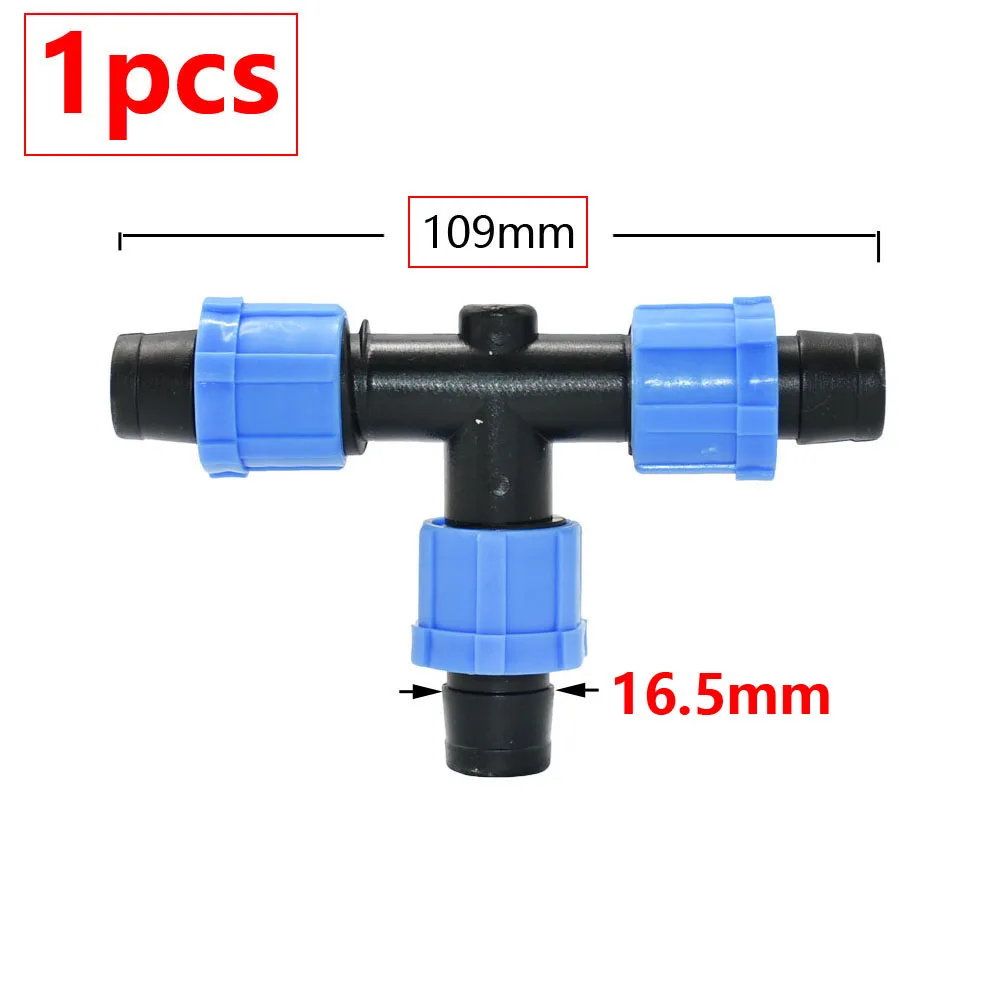 16mm Micro Irrigation Drip Tape Connectors Tee Repair Elbow End Plug Tap Fittings Locked Hose Joints Greenhouse Coupler