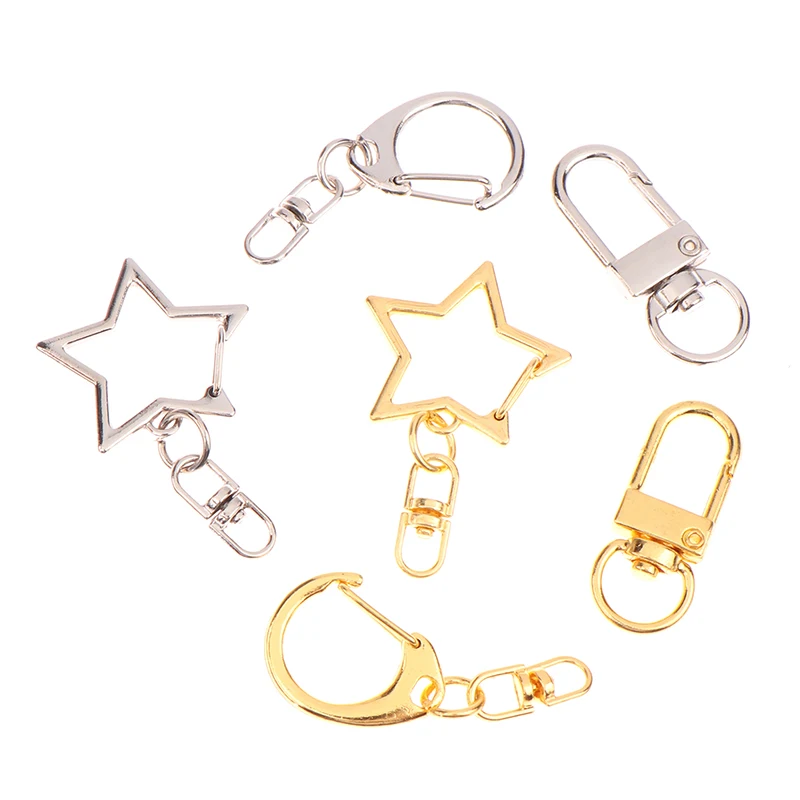 10 قطعة نجمة الخماسي D-شكل الجوف حلقات المفاتيح المفاتيح DIY بها بنفسك اكسسوارات مشبك قفل كيرينغ صنع المجوهرات النتائج