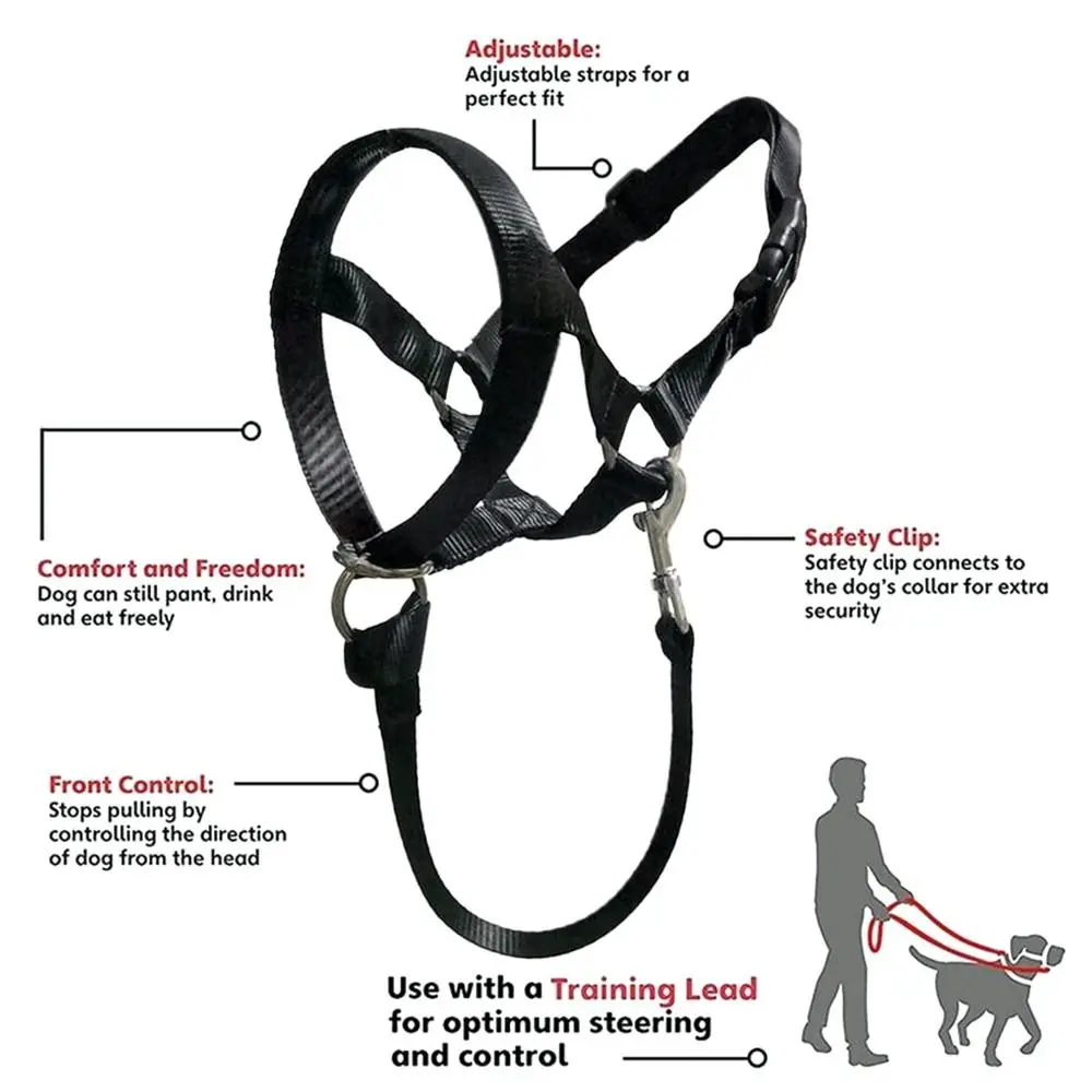 Adjustable Anti barking Non Pull Nylon Leader Harness Dog Head Collar Dog Halter Dog Muzzle