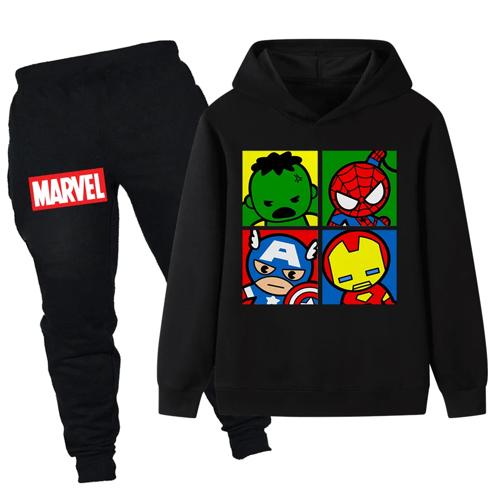 الأولاد الكرتون الأعجوبة خارقة طباعة مقنعين دعوى الأطفال ملابس رياضية كاجوال الخريف والشتاء الدافئة طويلة الأكمام أعلى + السراويل دعوى #1