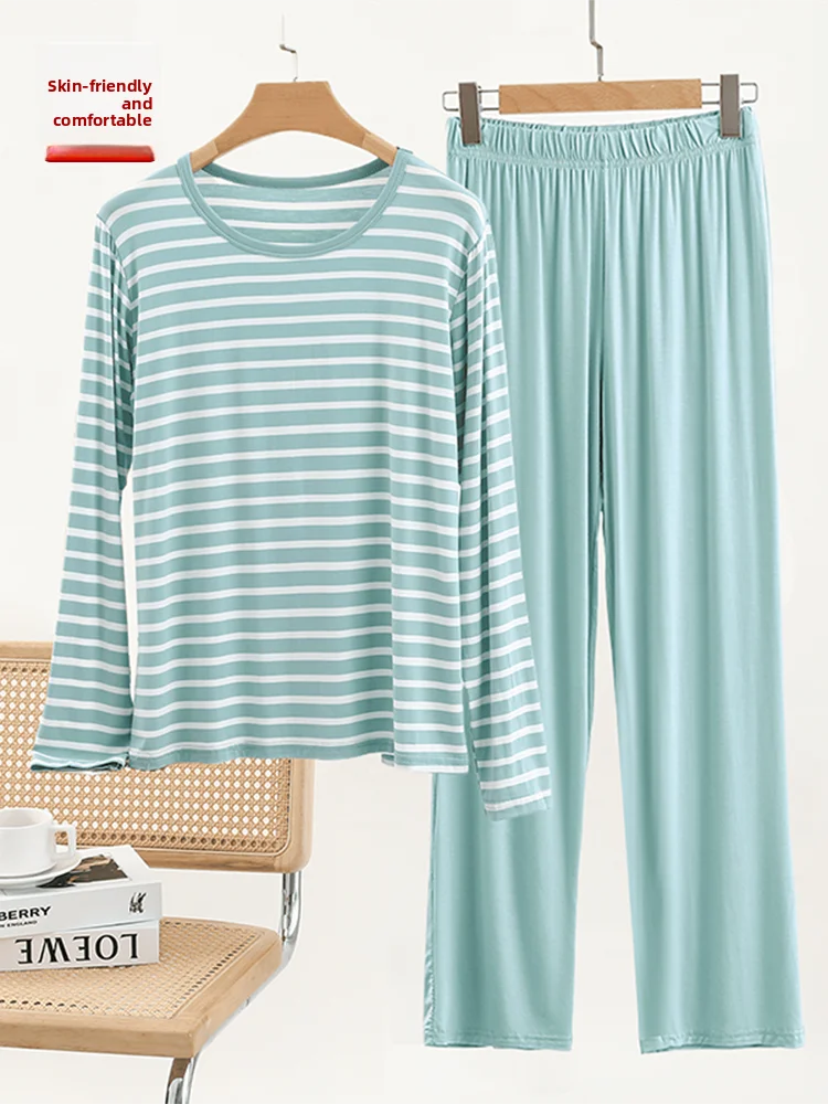 

Loose round Neck Long Sleeve Modal Sleepwear Set Women's Casual Pants Outfit Comfortable Home Clothes Two-Piece Set