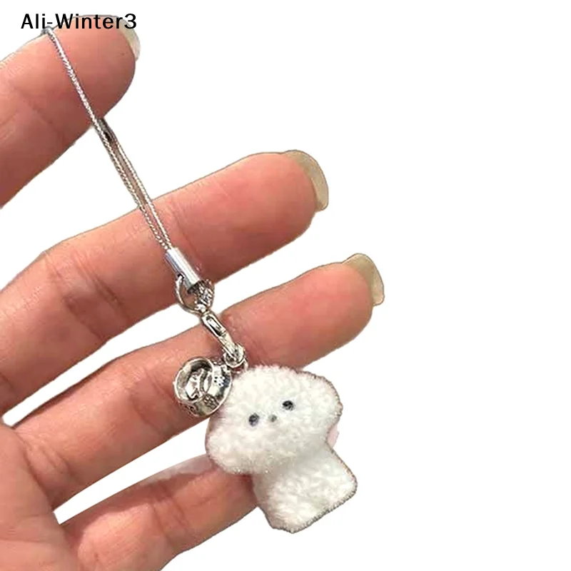 

【Wtr3】()1Pc Kawaii Plush White little Dog Doll Toy Pendant Keychain for Girls Christmas Birthday Gift Resin 3D Animal Dog Toy
