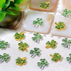 10PCS 3D Luxury Alloy Shamrock Nail Charms Parts Clover Jewelry Accessories Manicure Rhinestones Nails Decoration Supplies Tool