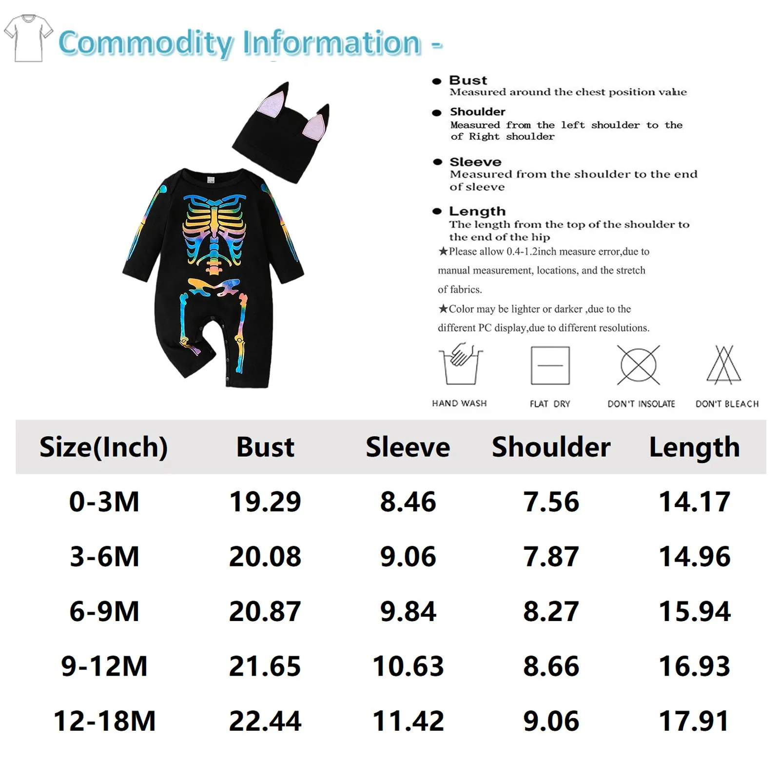 Baby Cosplay Costume Skeleton Print Long Sleeve Round Neck Romper Playsuit Infant Toddler Halloween Party Wear Fancy Dress