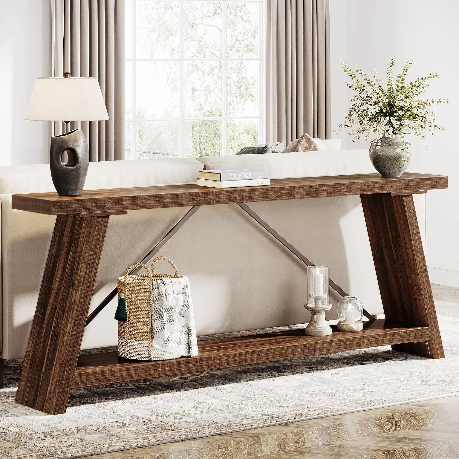 Extra Long Sofa Table Behind Couch Industrial Console Table with Storage Hallway Entry Living Room 70.9 Inch, Customized